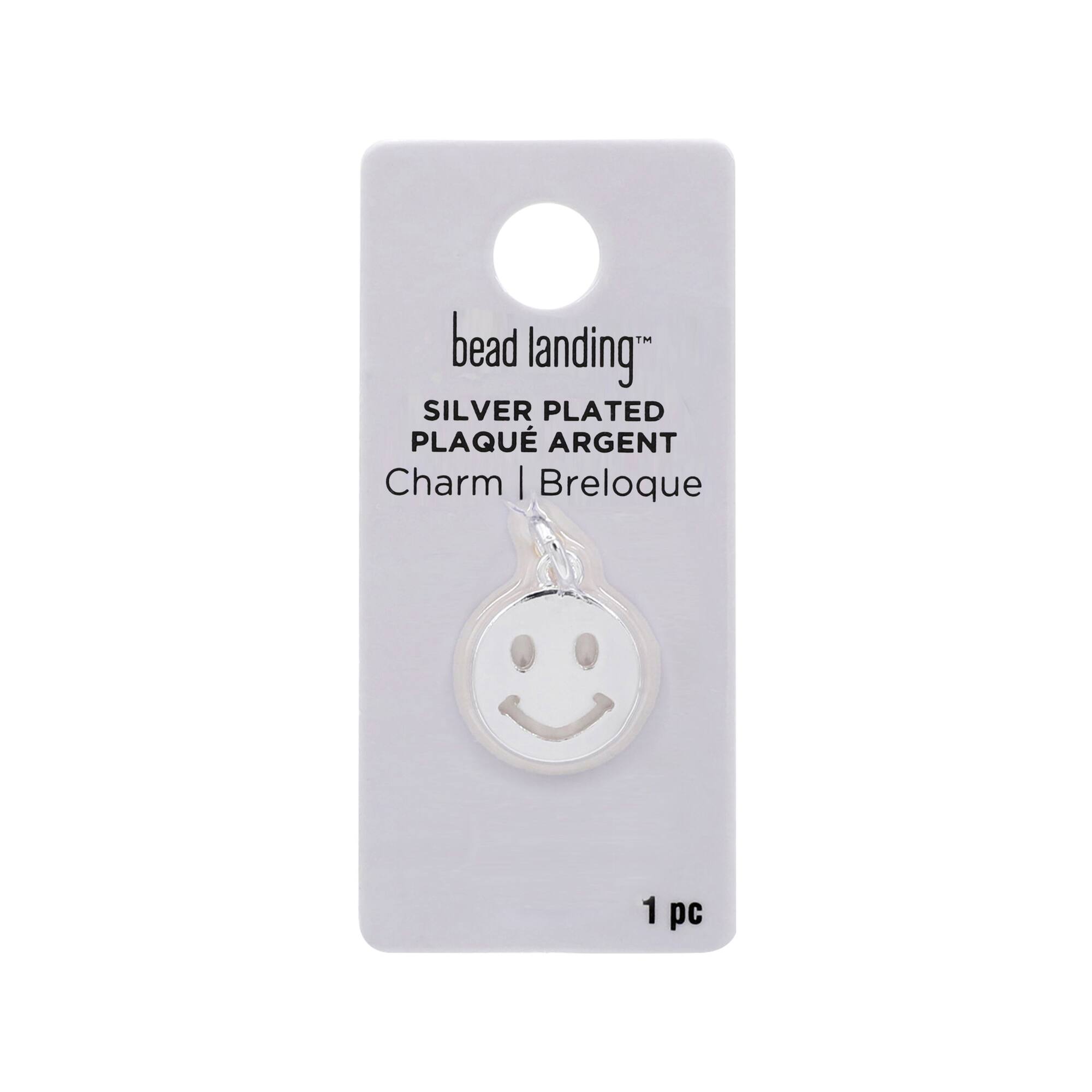Silver Plated Smiley Face Charm by Bead Landing™